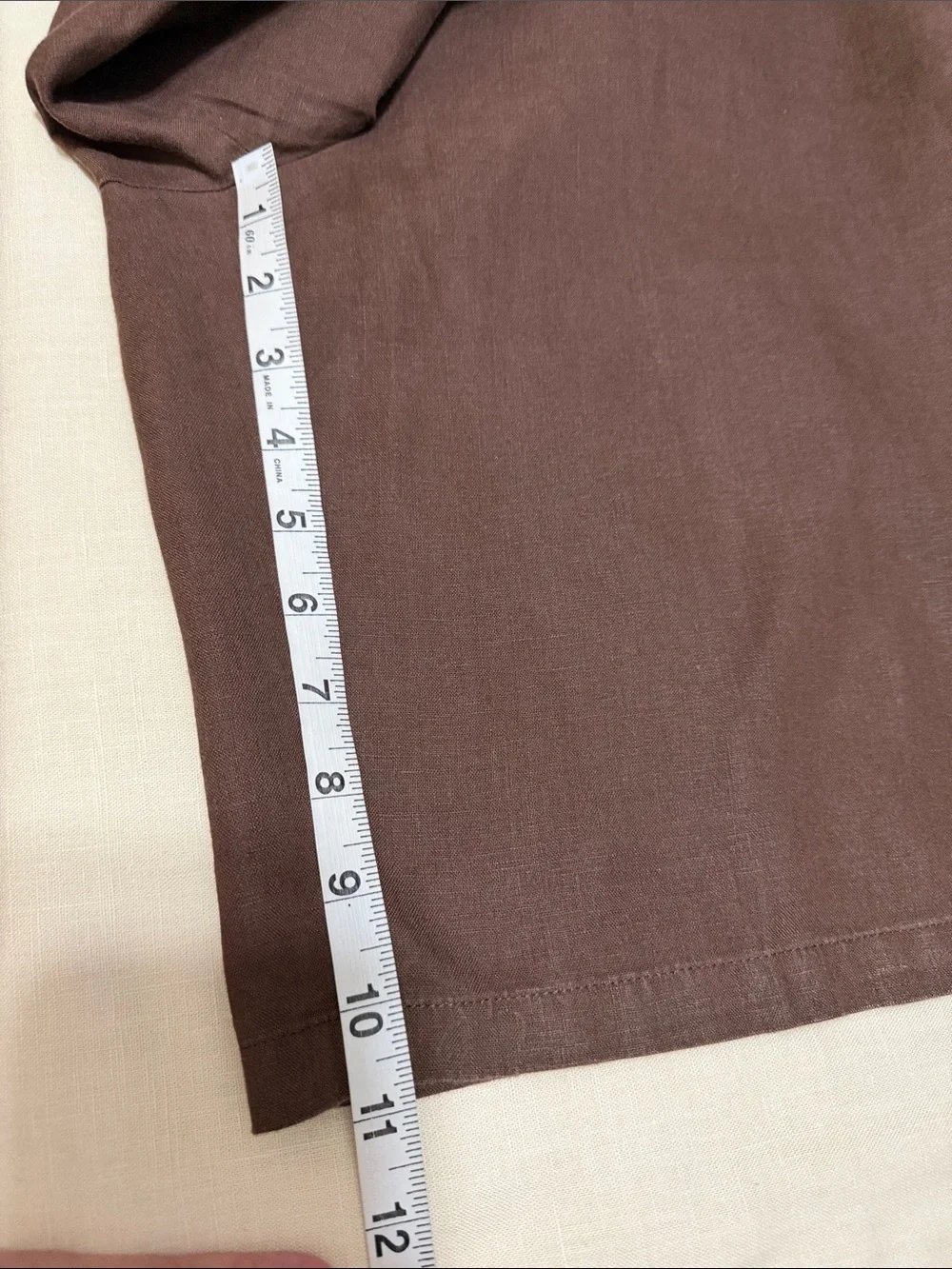 Eileen Fisher Brown 100% Organic Linen Bermuda Shorts, Size 8.